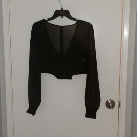 Sheer Black Crop Blouse - Picture 1 of 1